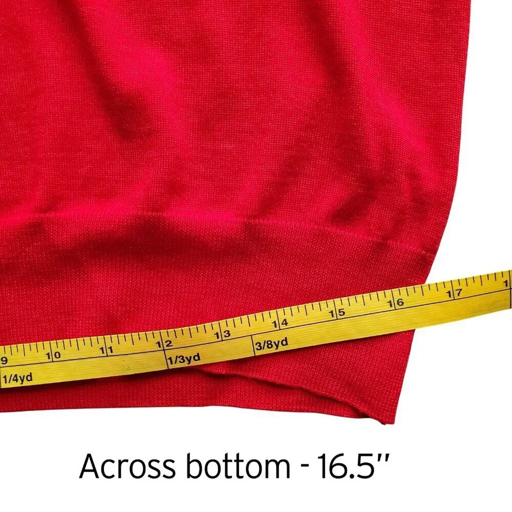 Luigi Baldo V Neck 100% Extra Fine Merino Wool Red Sweater Size M